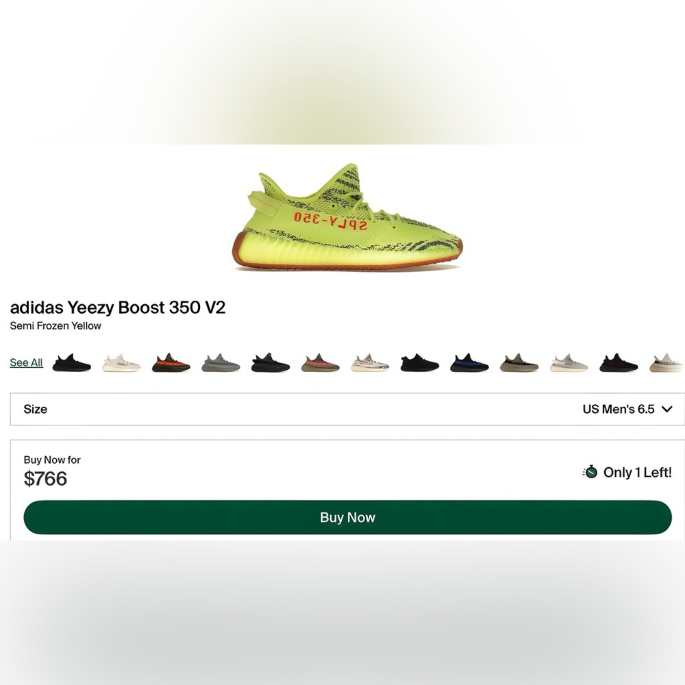 Yeezy Boost 350 V2 Semi Frozen Yellow Sneakers